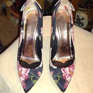 Ted Baker London Black and Pink Floral Heels